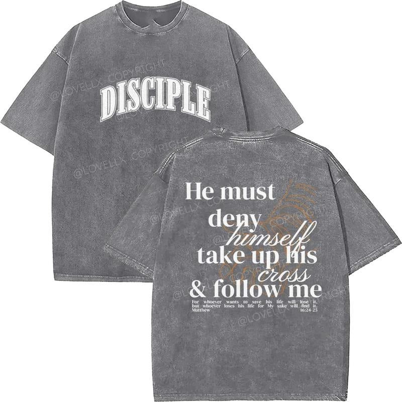 Disciple Unisex Washed T-Shirt, Christian t shirts, Vintage 90s Graphic Tee, Gift Top Womenswear Cotton Mineral Color...
