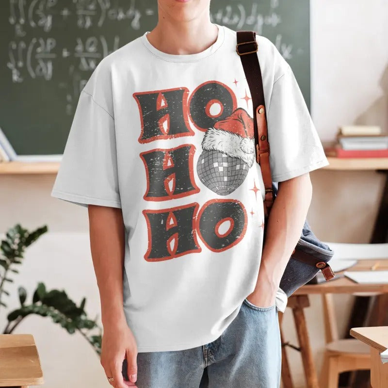 Disco Ball Christmas Tee, Comfort Colors Shirt, Ho T-shirt, Unisex T Shirt Slim-fitting