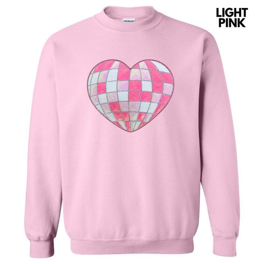 Disco Ball Heart Sequin Patch Sweatshirt