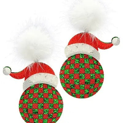 Disco Christmas Pom Pom Earrings