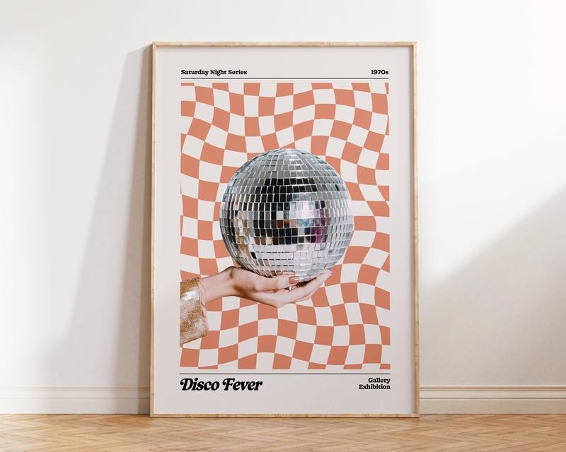 Disco Print, Disco Poster, Trendy Wall Art, Disco Ball Print, Retro Wall Decor, Y2k Wall Art, Cute Dorm Decor, Poster...