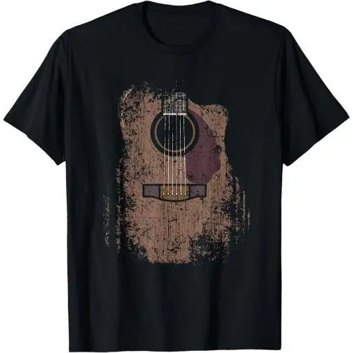 Distressed Acoustic Guitar Vintage Player Rock &amp; Roll Music T-Shirt Made in USA Hoodie, Sweatshirt | DripVista.com