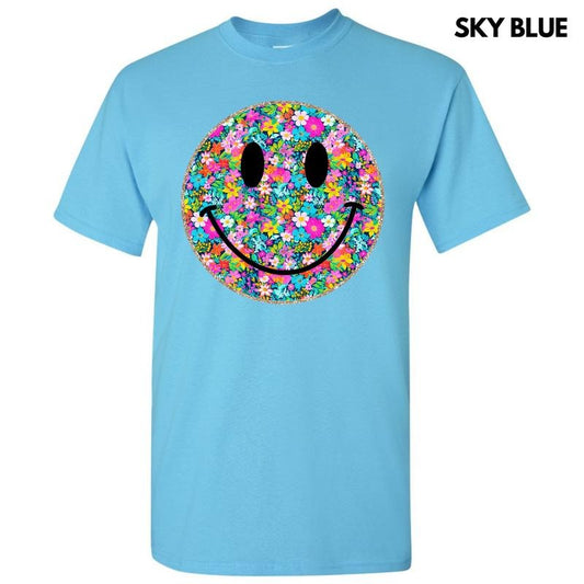 Ditzy Floral Happy Face Gildan Short Sleeve T-Shirt 'NLB'