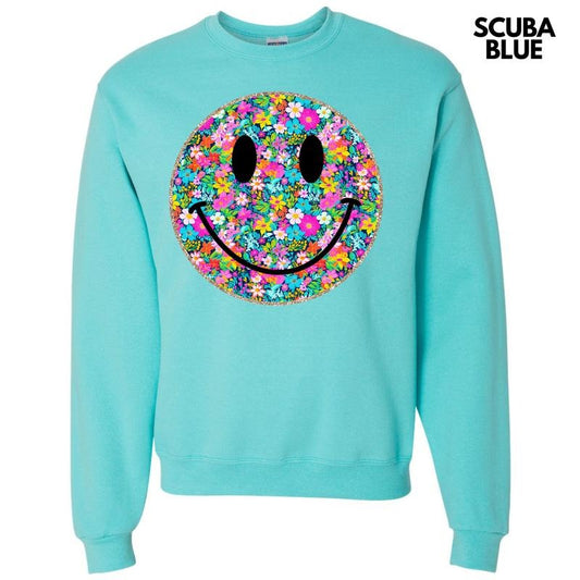 Ditzy Floral Happy Face Sweatshirt 'NLB'