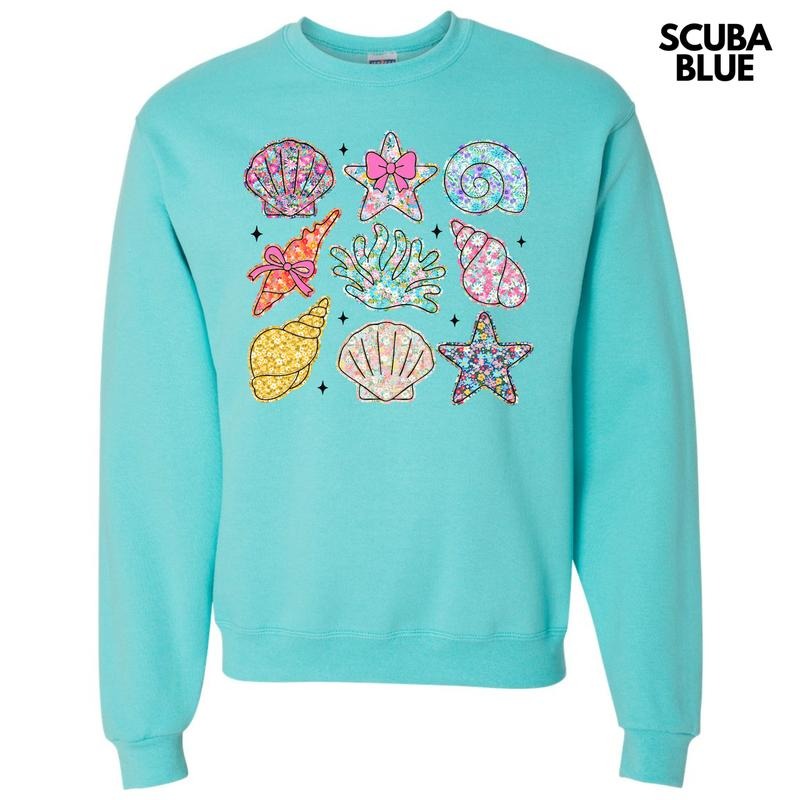 Ditzy Seashell Collage Happy Face Sweatshirt 'NLB'