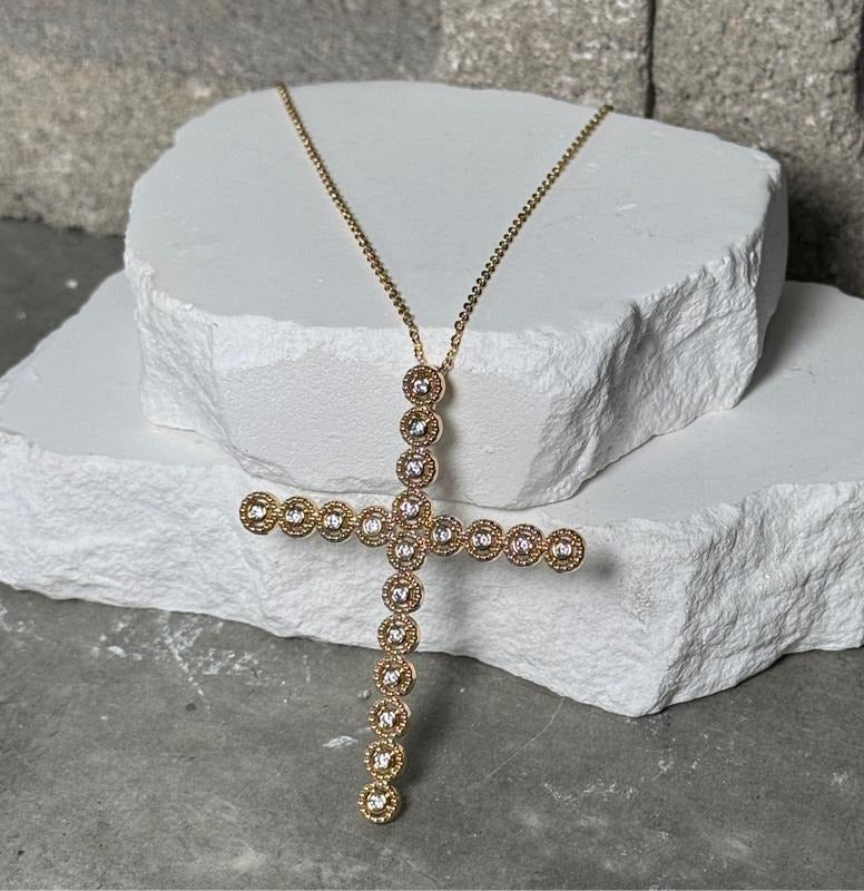 Divine Sparkle Cross Necklace 18"