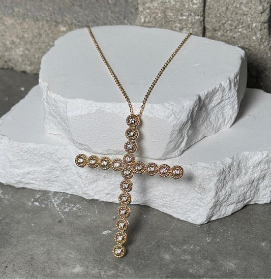 Divine Sparkle Cross Necklace 18"