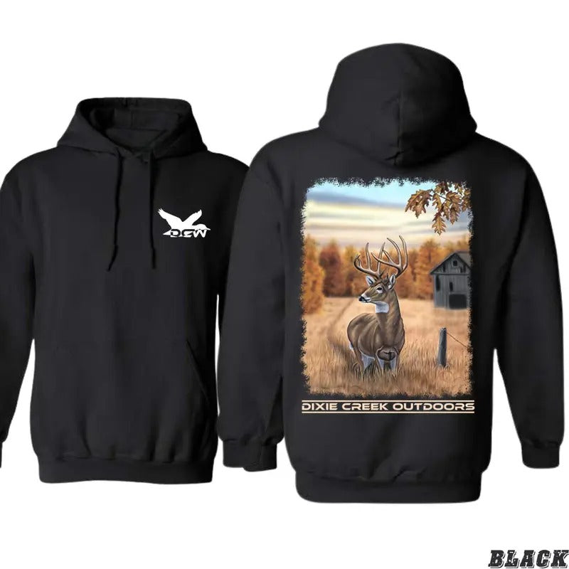 Dixie Creek Outdoors T-shirt Sweatshirt Hoodie - Majestic Deer Autumn Scene, country boy clothes, Perfect for Outdoor...