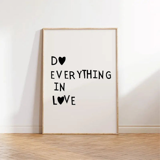 Do Everything In Love Print Minimalist Christian Wall Art Black Heart Poster Love Quote 1 Corinthians 16:14 Print Digital Download 1 Print Poster Prints No Frame, Gifts For Men Women Wall Decor, Gifts For Birthday Artwork Landscape Ornaments Photo