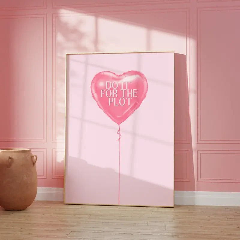 Do It For The Plot Balloon Coquette Print, Guest Check Poster Print, Retro Wall Art, Dorm Room College, Gifts For Her...