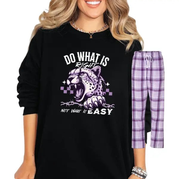 Do What is Right, Not What is Easy - Grunge Goth Plaid Pajama Set, Long Pants or Shorts & Sweatshirt or T-Shirt,- Made to...