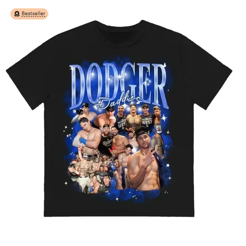 Dodgers Daddies Shirt 90s Basetball Vintage Graphic Tee Shirt L.A Men Women Streetwear
