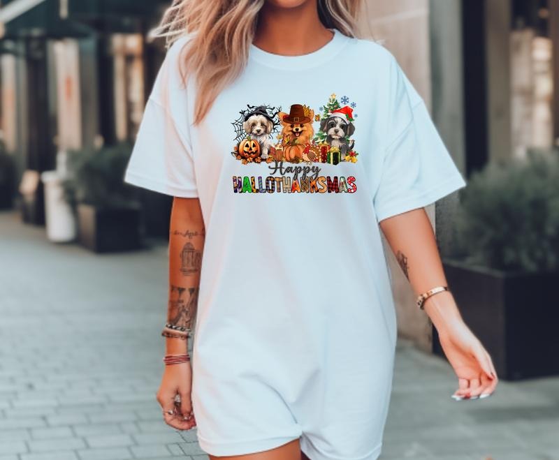 Dog Hallothanksmas Custom Colors Tee shirt Hoodie, Sweatshirt | DripVista.com