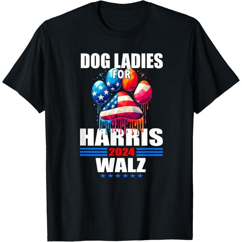 Dog Ladies For Harris Walz 2024 T-Shirt made in usa Hoodie, Sweatshirt | DripVista.com
