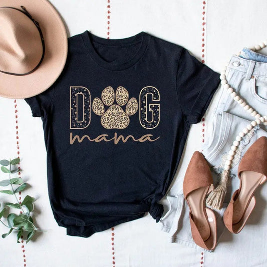 Dog Mama Shirt, Dog Mom Gift, Womenswear Mother's Day Gift For Mom, Dog Lover Gift Tee Top Casual Cotton Fabric Fit Bottom Everyday
