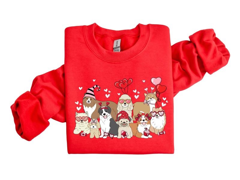 Dog Mama Sweatshirt, Valentine Lovely Dog Sweatshirt, Dogs Be My Valentine, Gift For Lover, Dog Mom Sweatshirt, Valentines Sweatshirt, Gifts For Women, Long Sleeve Crewneck Shirt, Best Valentines Gifts, Gifts For Valentines Day Fit Unisex