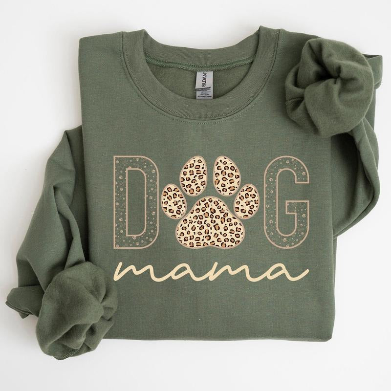 Dog Mama, Leopard Print Sweatshirt, Mother's Day Gift T-Shirts, Hoodie | DripVista.com