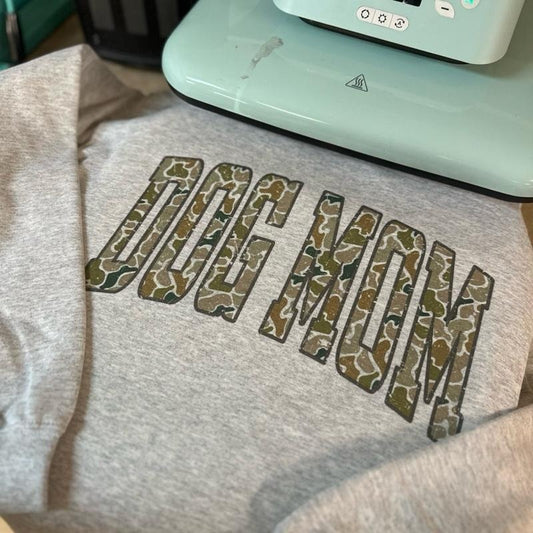 Dog Mom Camo Oversized Print Crewneck Sweatshirt