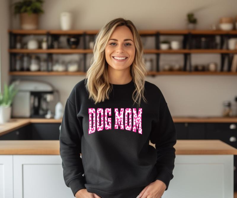 Dog Mom Hearts Crewneck Sweatshirt T-Shirts, Hoodie | DripVista.com