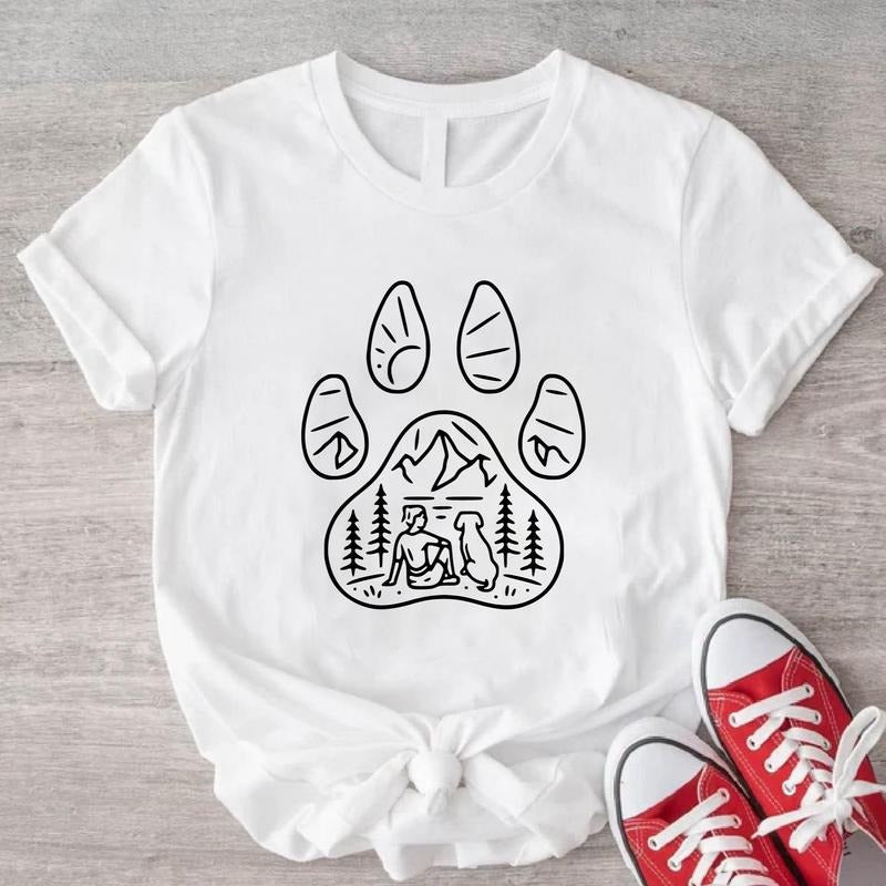 Dog Paw Adventure Shirt, Dog Lover Gift T-Shirt, Nature Lover Tee, Camping Gift Shirt, Animal Lover Gift Tee, Mountain Shirt.
