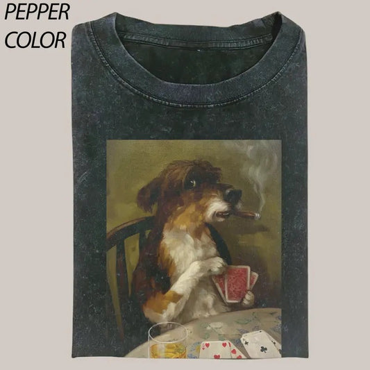 Dog Poker Night Vintage Graphic T-shirt, Funny Poker Tee, Dog Lover Unisex T-Shirt, Gift For Men Women