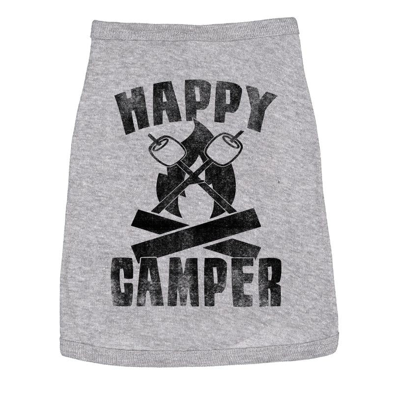 Dog Shirt Happy Camper Cute Outdoor Clothes for Family Pet Funny Camping Puppy Shirt Grey Hoodie, Sweatshirt | DripVista.com