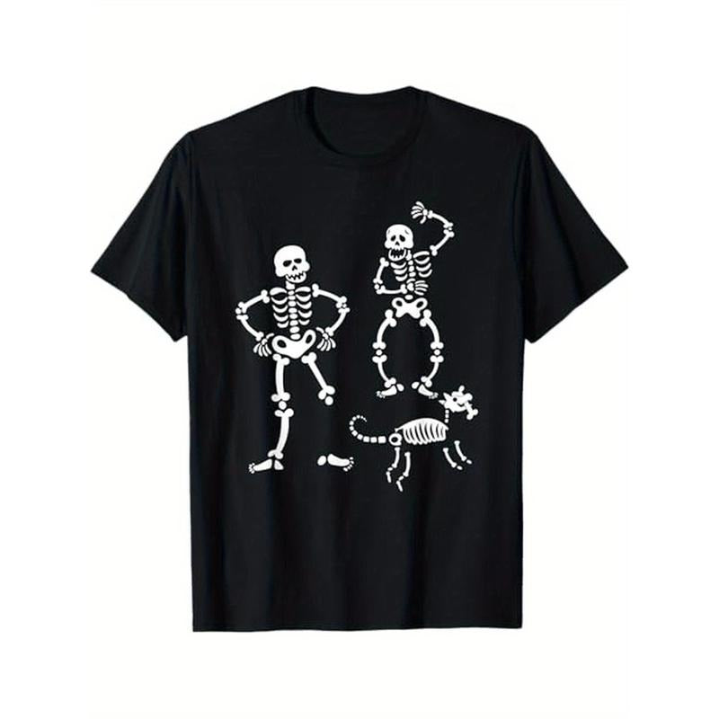 Dog Skull Skeleton Running Halloween Costume Party T-Shirt, 100% Cotton, Gift for Men Women Dad Mom Friends, S-XXXL,...
