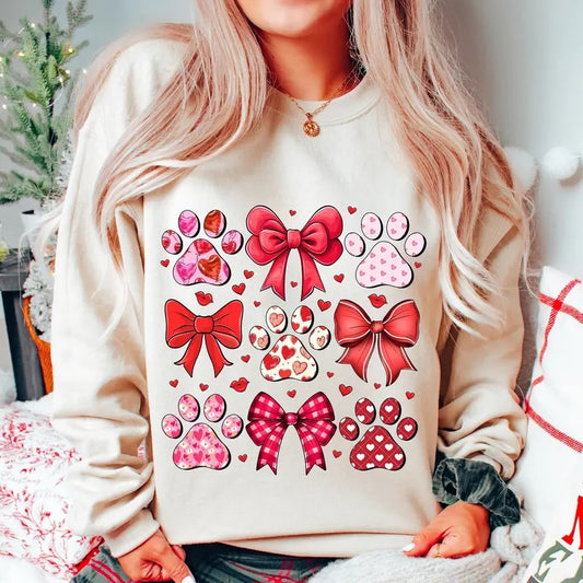 Dog Valentine Coquette Tshirt Sweatshirt, Dog Mom Sweatshirt, Valentine's Day, Dog Lover Gift, Unisex Sweater Pullover Tee