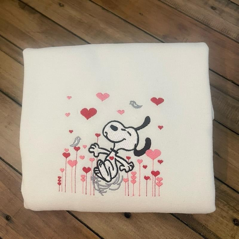 Dog valentines embroidered sweatshirt or tshirt Hoodie | DripVista.com