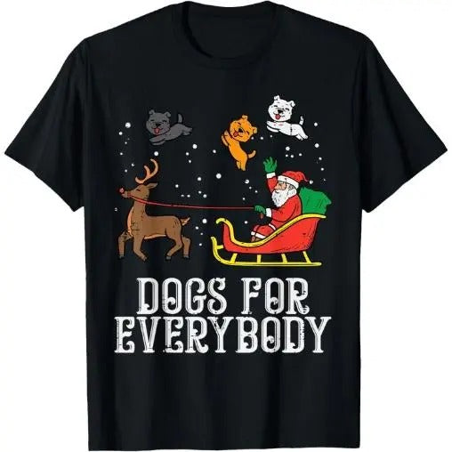 Dogs For Everybody Santa Funny Christmas Xmas T-Shirt Made in USA Hoodie, Sweatshirt | DripVista.com