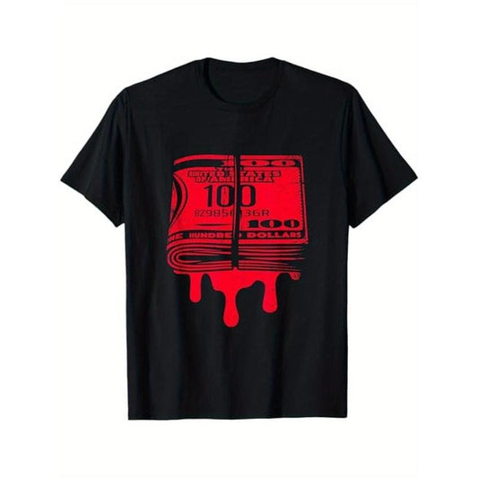 Dollar Money Blood Rich Cash Millionaire Trading Business T-Shirt, 100% Cotton, Halloween Thanksgiving Christmas Gift for Men Women Family Friends, S-XXXL, Black made in usa