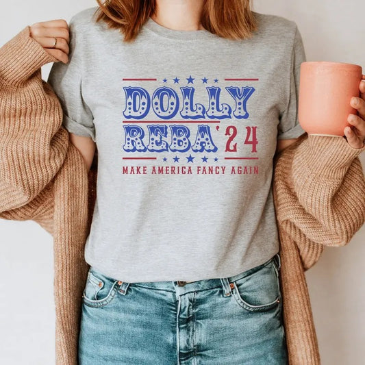 Dolly And Reba 2024 T Shirt Dolly And Reba For President Dolly And Reba Fans Shirt Country Music Women Shirts, Funny Shirt, Unisex T-Shirt, Gifts For Men Women, Short Sleeve Tee Shirt, Gifts For Birthday Fathers Day Christmas