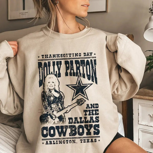 Dolly Parton Shirt Thanksgiving Day Sweatshirt Parton and The D.Cowboys Hoodie Vintage 90s T-shirt Music Concert Shirt Gift For Fans