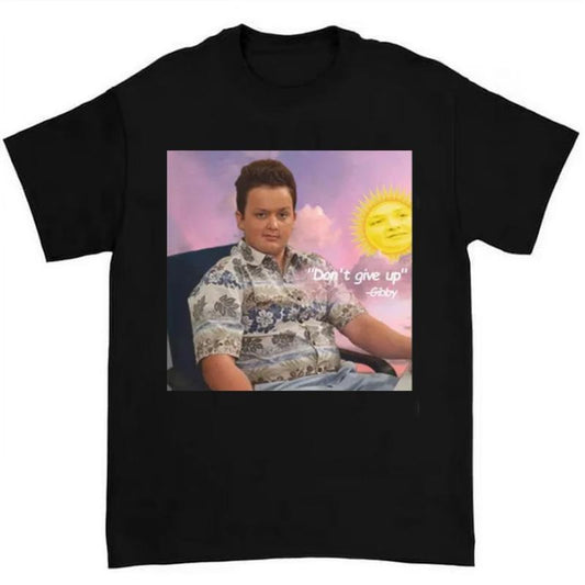 Don't Give Up - Gibby T-Shirt Highlighting Motivational and Nostalgic Design