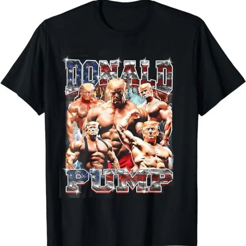 Donald Pump Trump 2024 Weight Lifting Gym Fitness T-shirt, Funny Bootleg Style Tee Gift For Men and Women