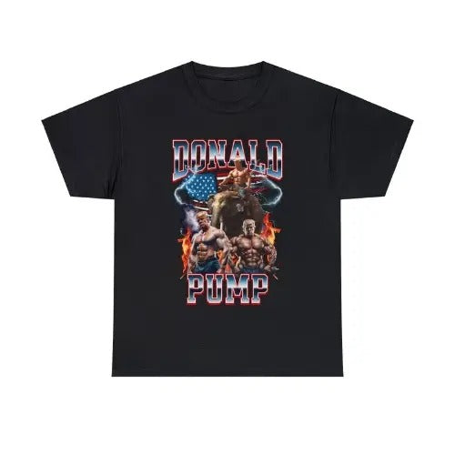 Donald Pump Vintage Gym Pump Cover Shirt | Trump Meme Training Tee | Funny Bootleg Style Presidential Election Gym Rat Tshirt made in usa