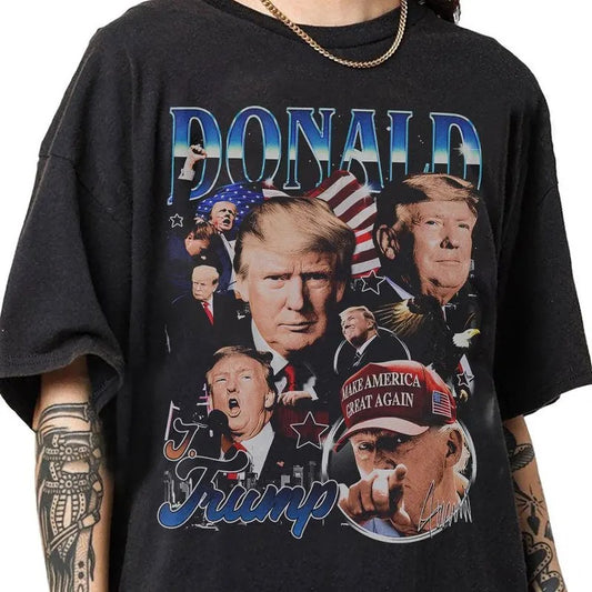 Donald Trump 2024 90s Vintage Bootleg Style T-Shirt, Classic Retro Graphic Unisex Tee Casual