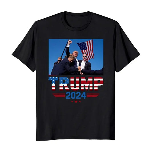 Donald Trump 2024 Shot At Election Rally T-Shirt Cotton Fabric