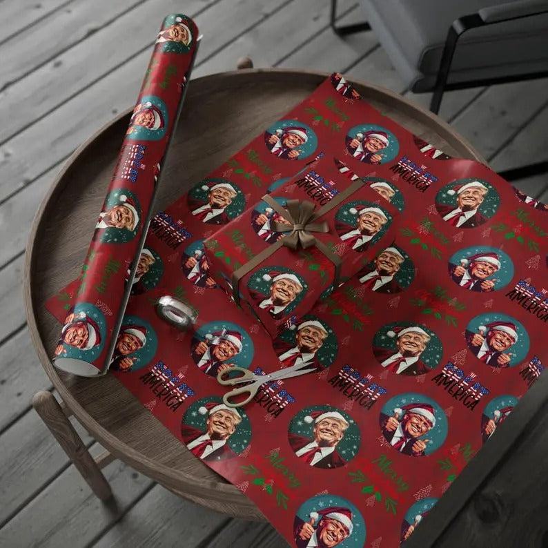 Donald Trump Christmas Wrapping Paper Trump Wins 2025 Christmas Will be Great Again Christmas Gift Wrap MAGA Gift Paper Christmas