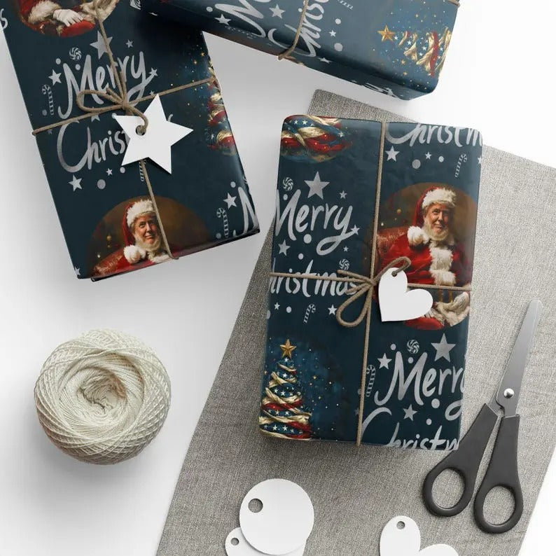 Donald Trump Christmas Wrapping Paper Trump Wins 2025 Christmas Will be Great Again Christmas Gift Wrap MAGA Gift Paper