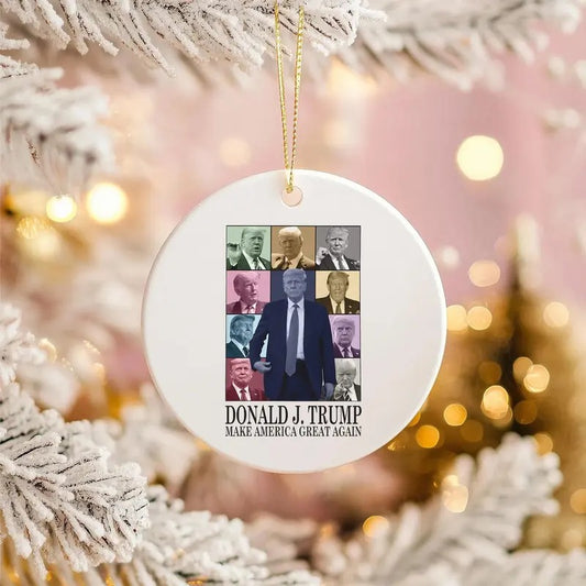 Donald Trump Era MAGA Ornament, Political Trends, Ceramic Ornament, Holiday Gift, Trump Shot, Trump Great Again, Christmas Sticker