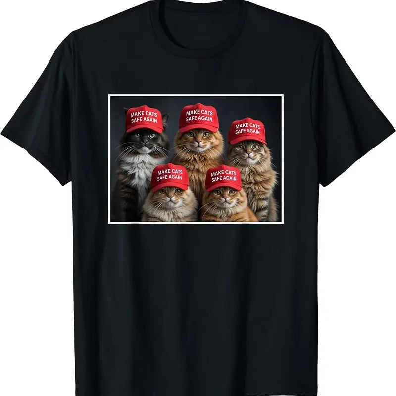 Donald Trump Make Cats Safe Again Red Hat 2024 Debate Funny T-Shirt | Unisex Cotton Tee Gift | Full Size Hoodie, Sweatshirt