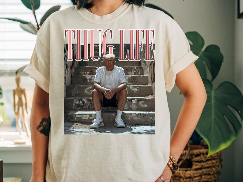 Donald Trump Thug Life Shirt, Viral Thug Life Trump T-Shirt, Sarcastic Donald Trump Tee, Funny Trump 2024 Shirt
