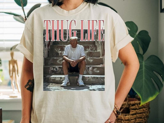 Donald Trump Thug Life Shirt, Viral Thug Life Trump T-Shirt, Sarcastic Donald Trump Tee, Funny Trump 2024 Shirt