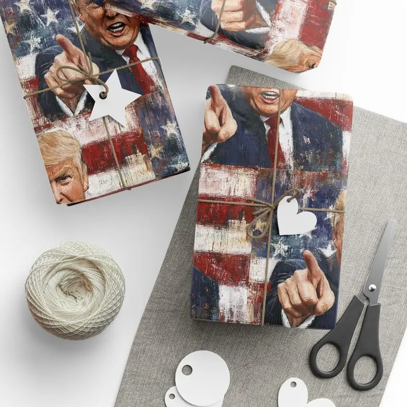 Donald Trump Wrapping Paper Merry Christmas MAGA Gift Bag for Presents Trump Christmas Gift