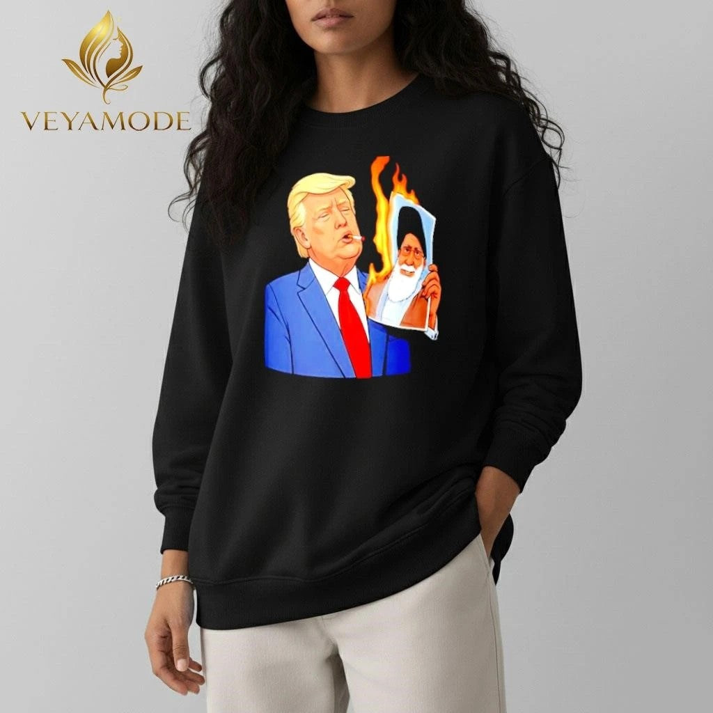 Donald Trump smoking US vs Iran fire Ali Khamenei photo tee