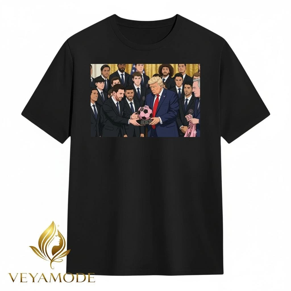 Donald Trump vs Messi and ball signature anime tee