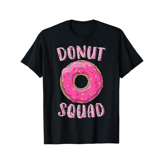 Donut Squad Matching T-Shirts for Men - Pink Doughnut & Sprinkles Print, Cotton Blend, Casual Round Neck Tees made in usa