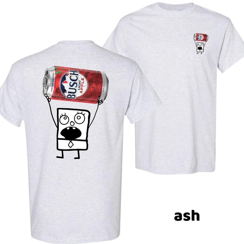 DoodleBob Busch Light Bitten fruit Funny Tshirt, Meme Graphic Tee For Men, Casual Cotton Perfect Gift For Beer Lovers,...