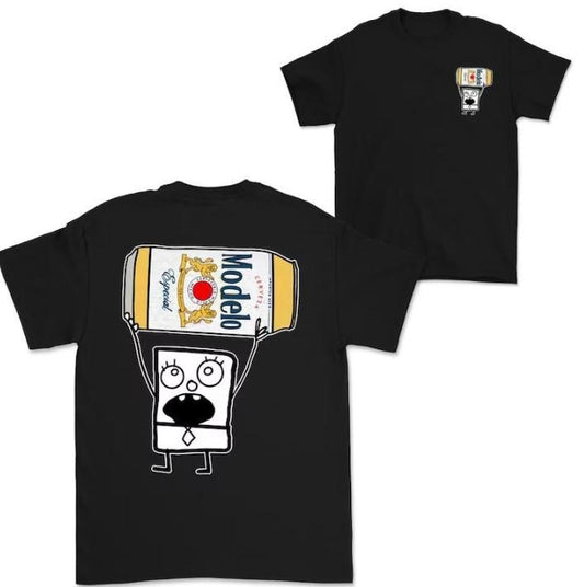 Doodlebob Modelo Beer Double-Sided T-shirt, Funny Drinking Summer Unisex Gift for Men and Women